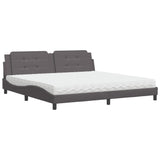 Lit avec matelas gris 200x200 cm similicuir