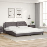 Lit avec matelas gris 200x200 cm similicuir