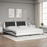 Lit avec matelas blanc et noir 200x200 cm similicuir