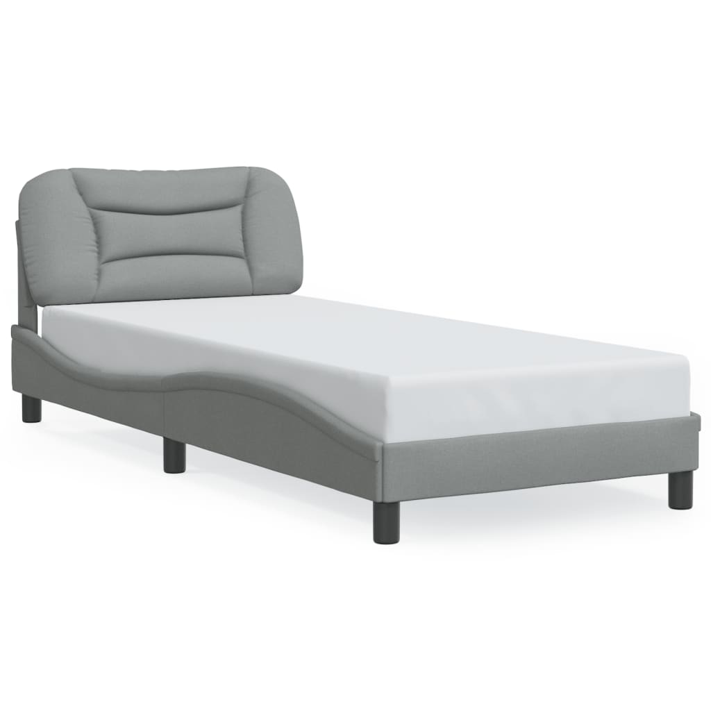 Cadre de lit avec LED sans matelas gris clair 80x200 cm tissu