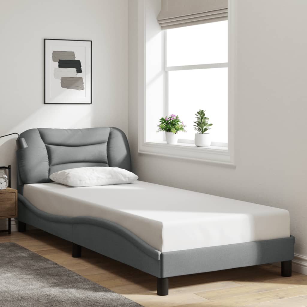 Cadre de lit avec LED sans matelas gris clair 80x200 cm tissu