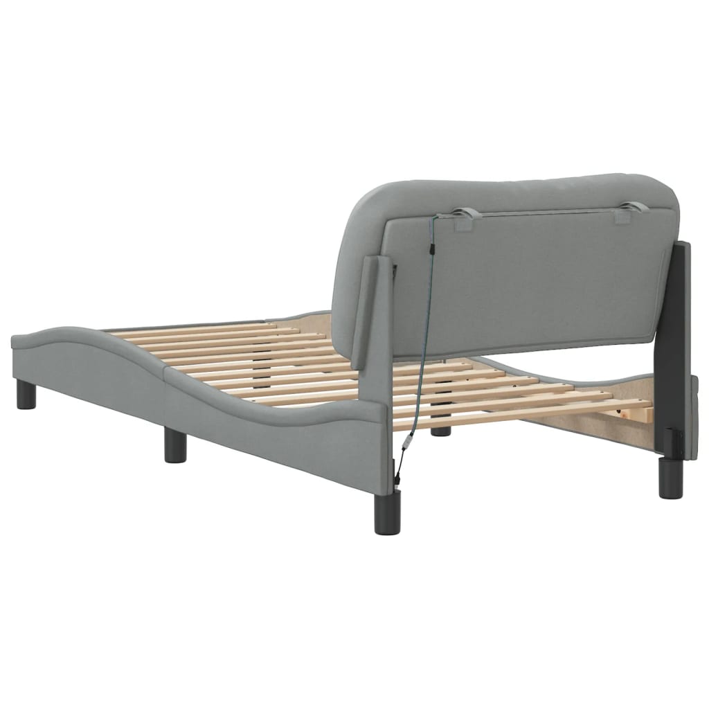 Cadre de lit avec LED sans matelas gris clair 80x200 cm tissu