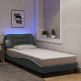 Cadre de lit avec LED sans matelas gris clair 80x200 cm tissu