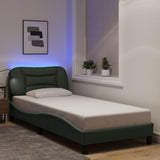 Cadre de lit avec LED sans matelas gris foncé 80x200 cm tissu