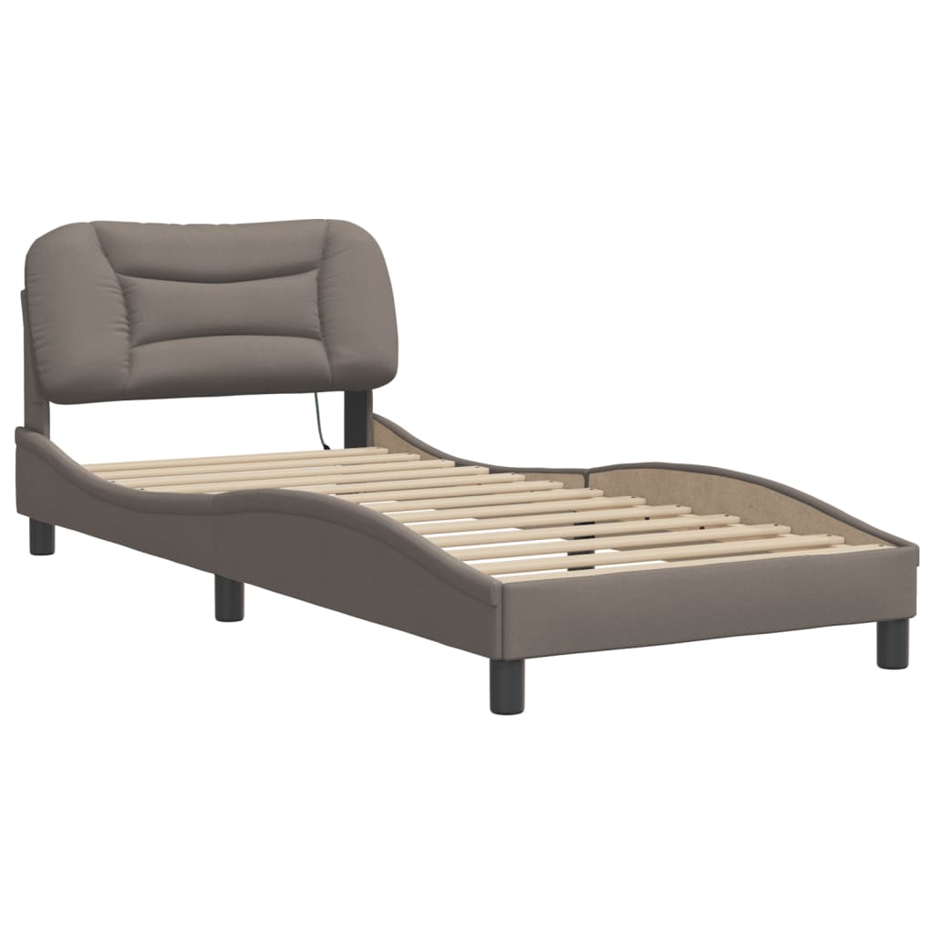 Cadre de lit avec LED sans matelas taupe 80x200 cm tissu