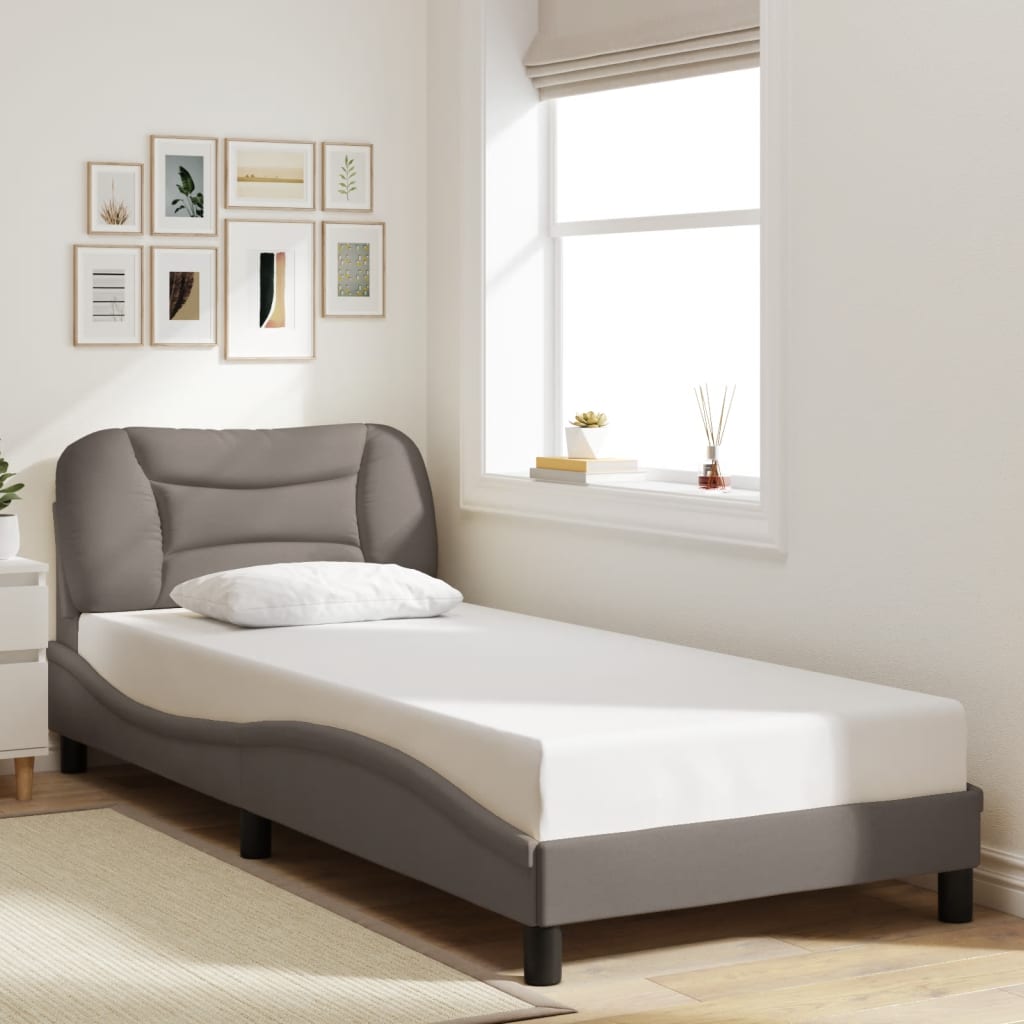 Cadre de lit avec LED sans matelas taupe 80x200 cm tissu