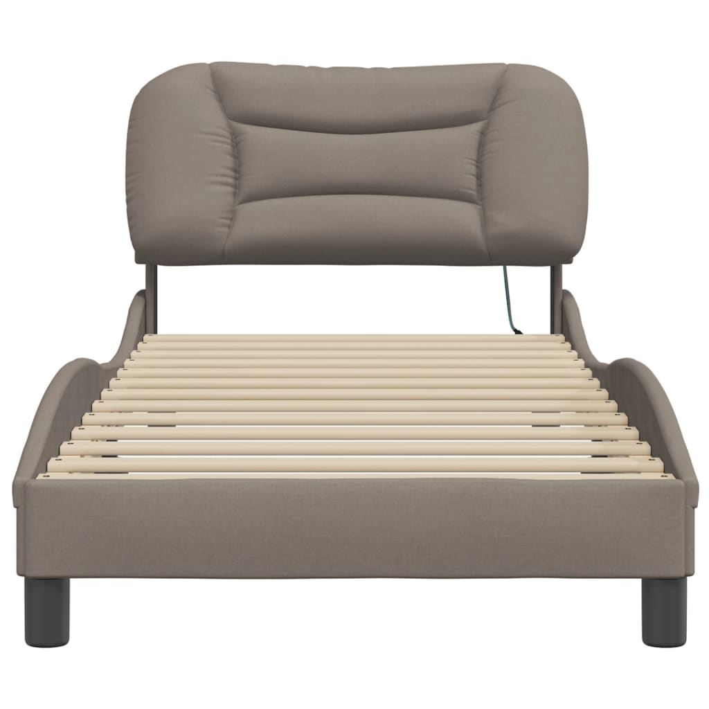 Cadre de lit avec LED sans matelas taupe 80x200 cm tissu