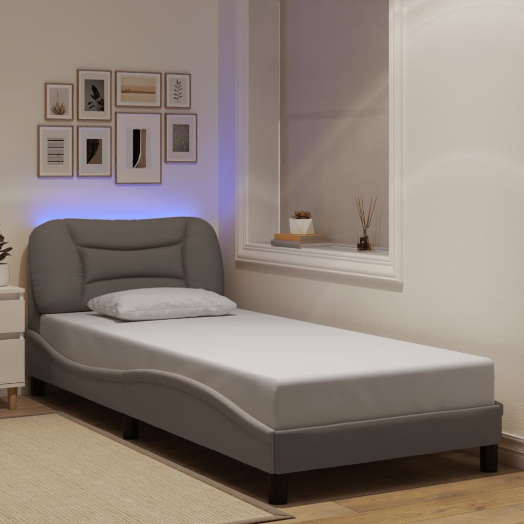 Cadre de lit avec LED sans matelas taupe 80x200 cm tissu