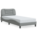 Cadre de lit avec LED sans matelas gris clair 90x190 cm tissu