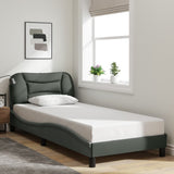 Cadre de lit avec LED sans matelas gris foncé 90x190 cm tissu