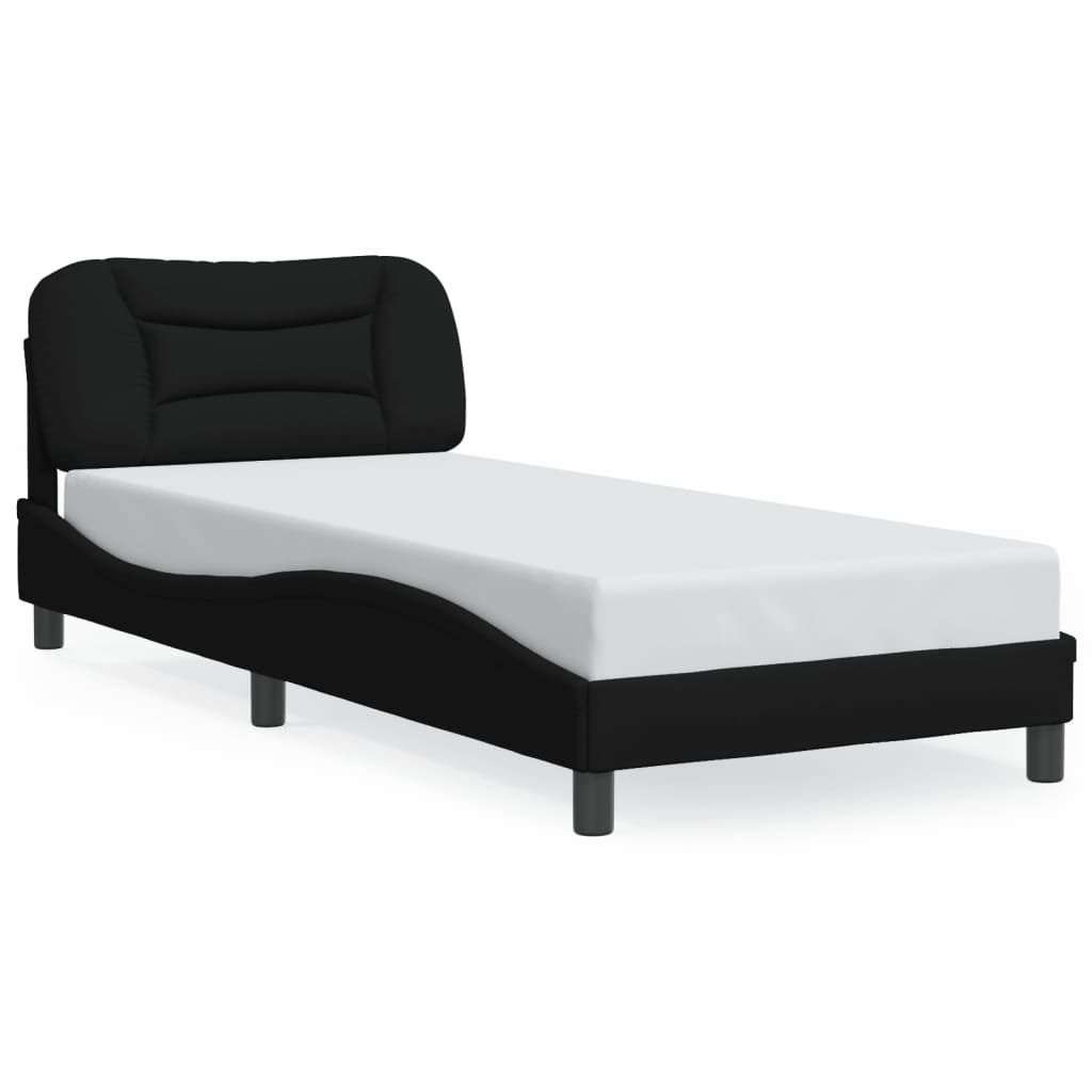 Cadre de lit avec LED sans matelas noir 90x190 cm tissu