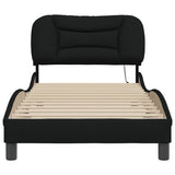 Cadre de lit avec LED sans matelas noir 90x190 cm tissu