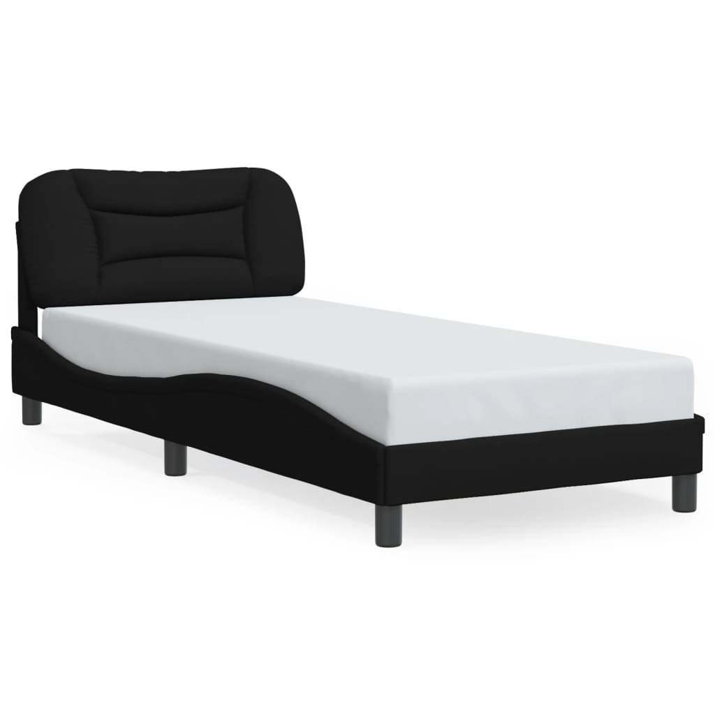 Cadre de lit avec LED sans matelas noir 90x200 cm tissu