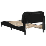 Cadre de lit avec LED sans matelas noir 90x200 cm tissu