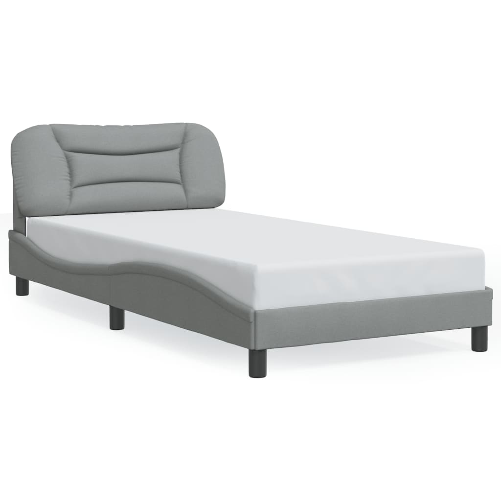 Cadre de lit avec LED sans matelas gris clair 100x200 cm tissu