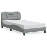 Cadre de lit avec LED sans matelas gris clair 100x200 cm tissu