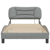 Cadre de lit avec LED sans matelas gris clair 100x200 cm tissu