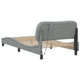 Cadre de lit avec LED sans matelas gris clair 100x200 cm tissu