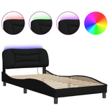 Cadre de lit avec LED sans matelas noir 100x200 cm tissu