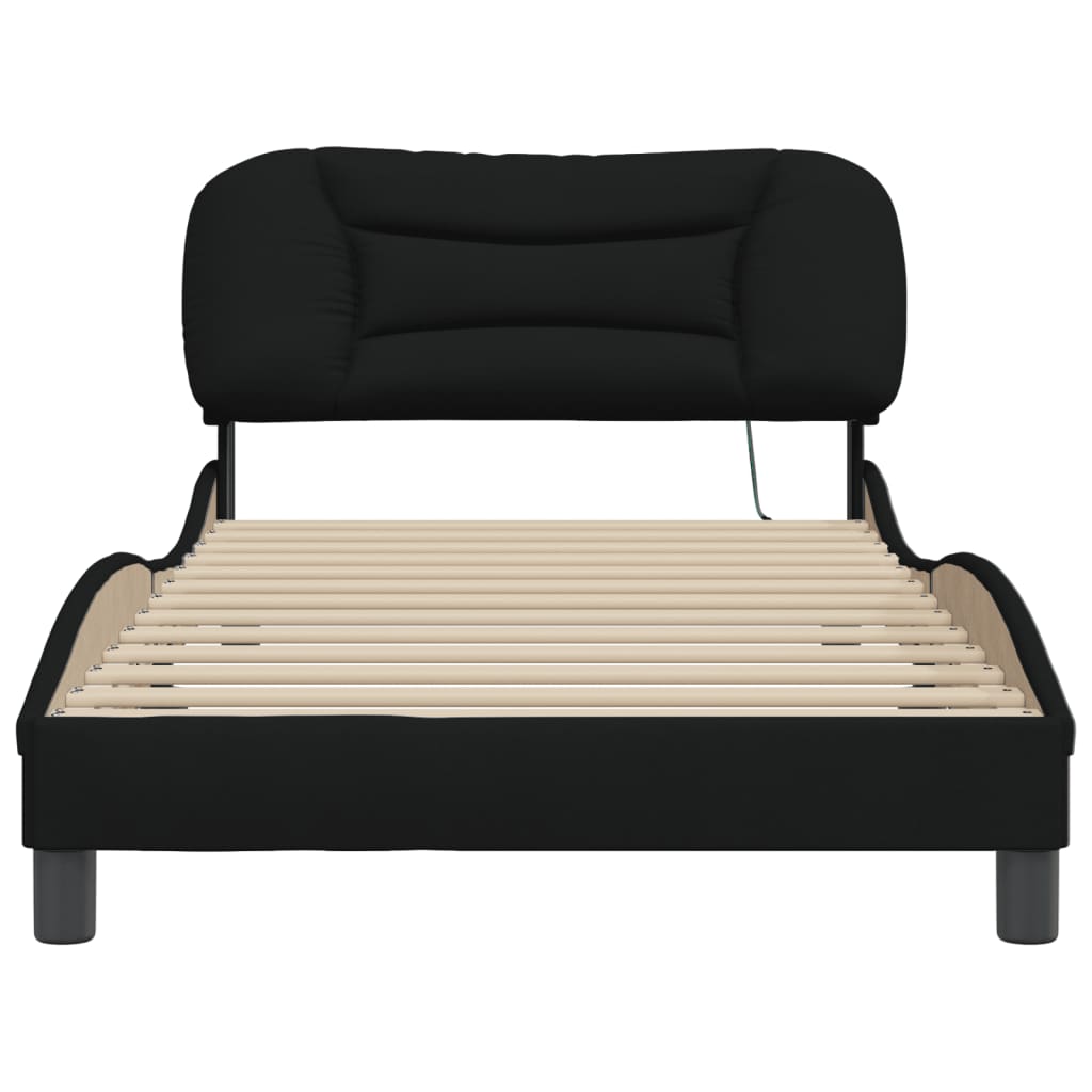 Cadre de lit avec LED sans matelas noir 100x200 cm tissu