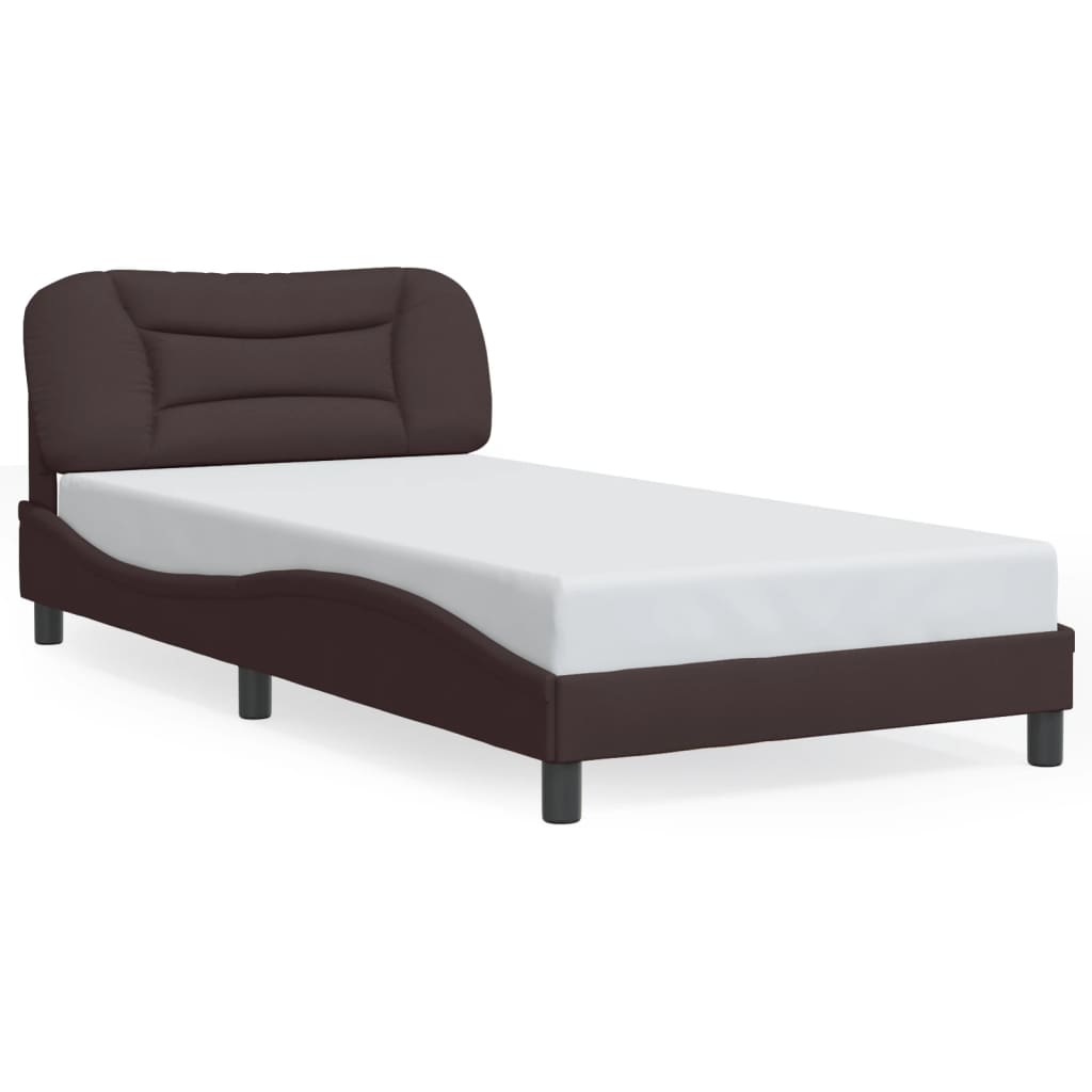 Cadre de lit avec LED sans matelas marron foncé 100x200cm tissu