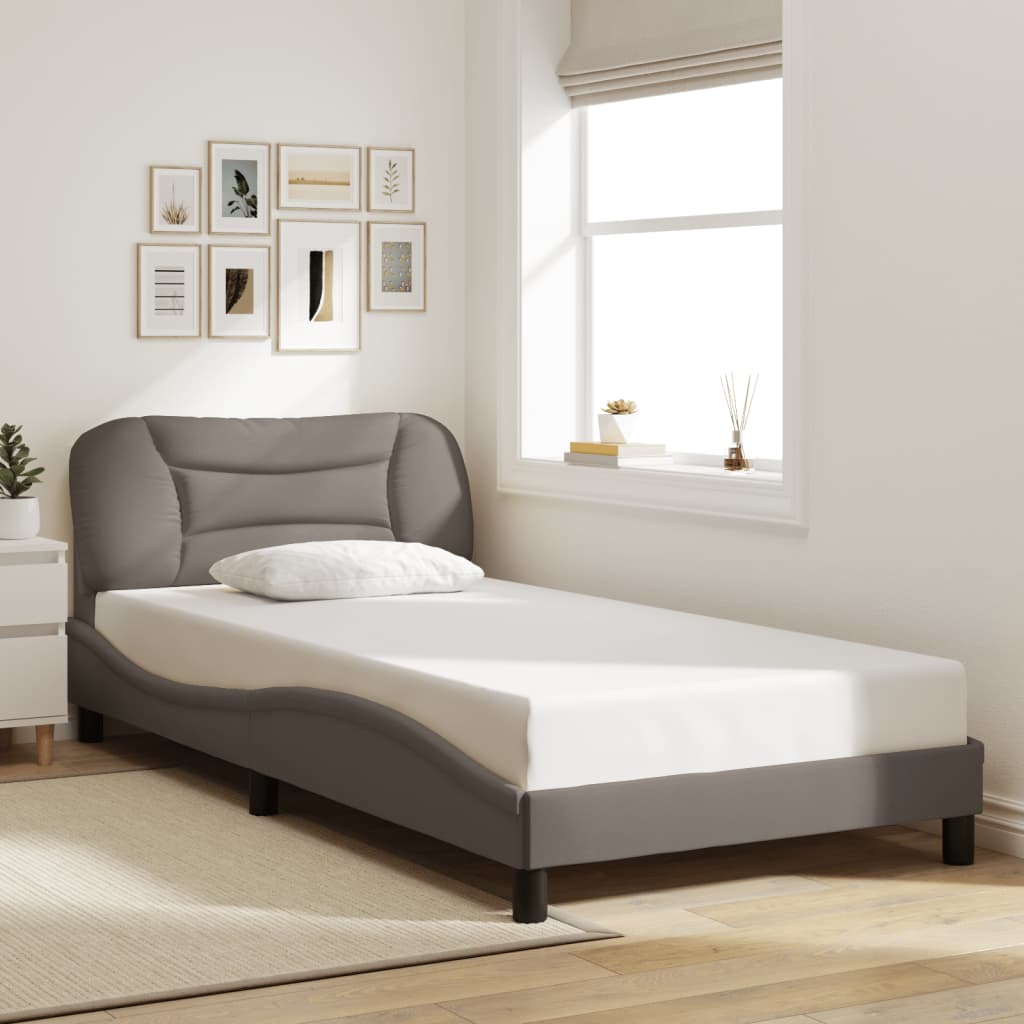 Cadre de lit avec LED sans matelas taupe 100x200 cm tissu