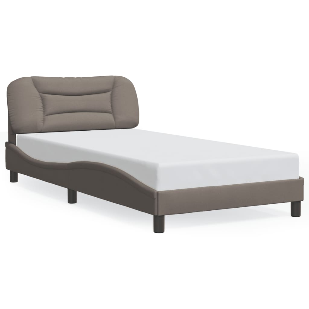 Cadre de lit avec LED sans matelas taupe 100x200 cm tissu