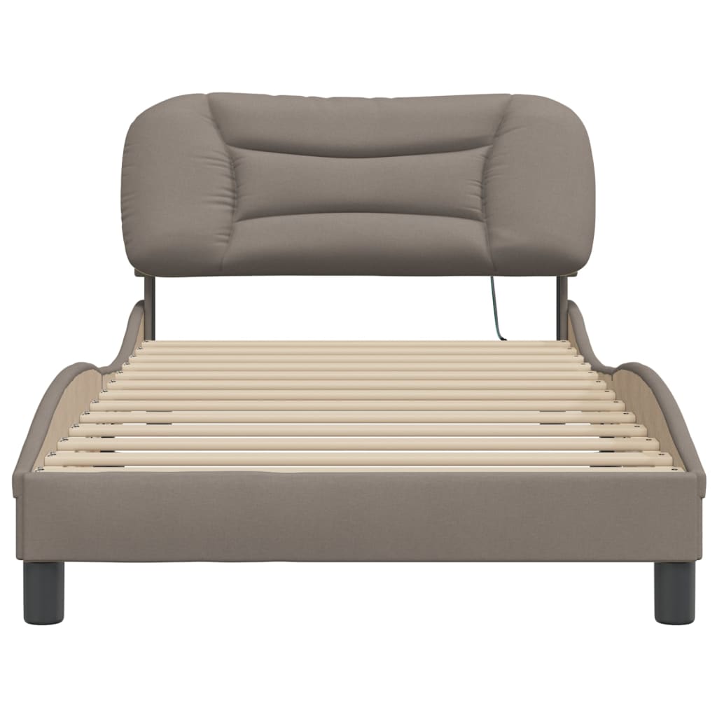 Cadre de lit avec LED sans matelas taupe 100x200 cm tissu