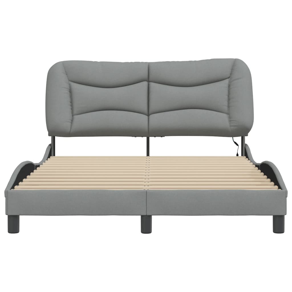 Cadre de lit avec LED sans matelas gris clair 120x200 cm tissu