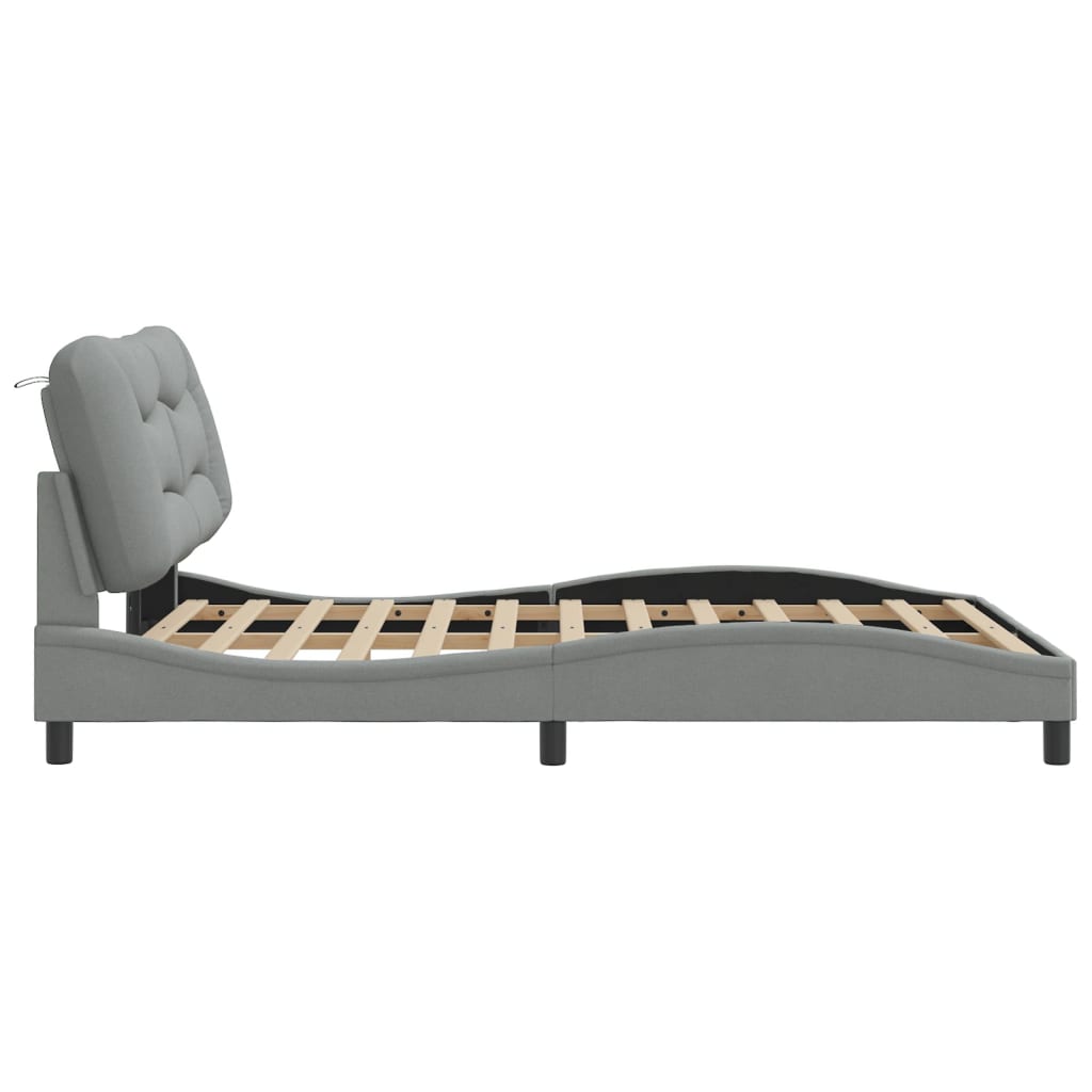 Cadre de lit avec LED sans matelas gris clair 120x200 cm tissu