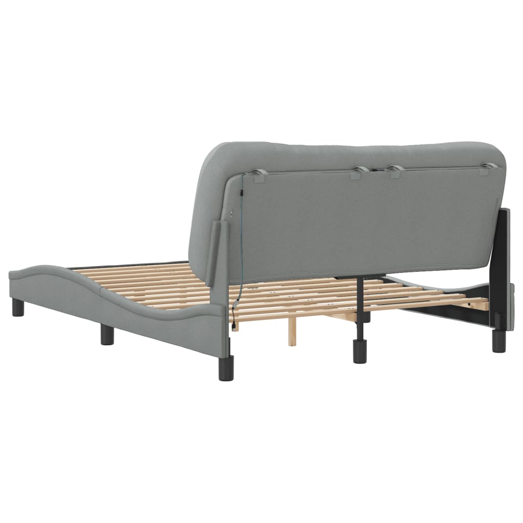 Cadre de lit avec LED sans matelas gris clair 120x200 cm tissu