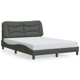 Cadre de lit avec LED sans matelas gris foncé 120x200 cm tissu