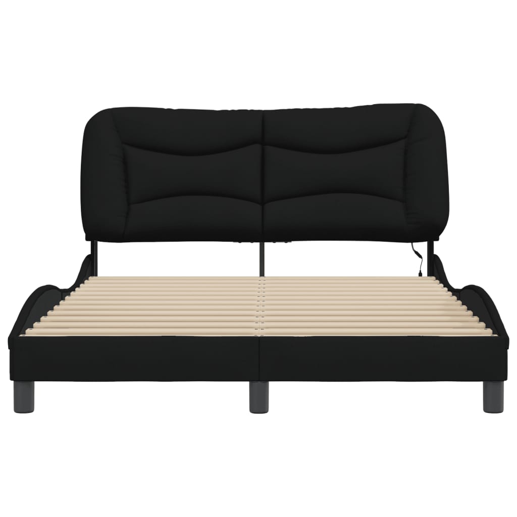 Cadre de lit avec LED sans matelas noir 120x200 cm tissu