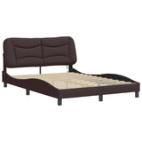 Cadre de lit avec LED sans matelas marron foncé 120x200cm tissu