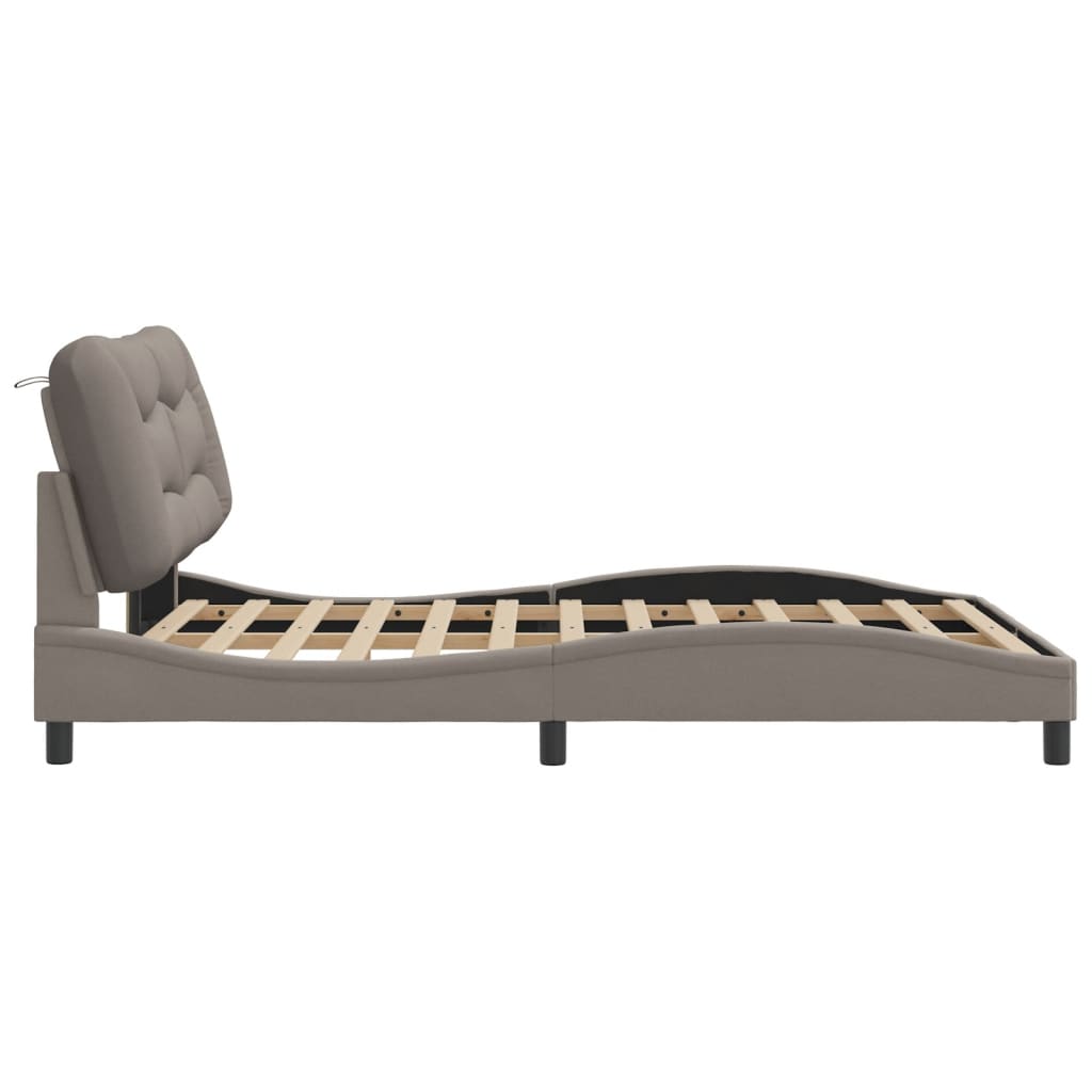 Cadre de lit avec LED sans matelas taupe 120x200 cm tissu