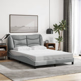 Cadre de lit avec LED sans matelas gris clair 140x190 cm tissu