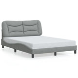 Cadre de lit avec LED sans matelas gris clair 140x190 cm tissu