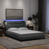 Cadre de lit avec LED sans matelas gris clair 140x190 cm tissu