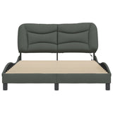 Cadre de lit avec LED sans matelas gris foncé 140x190 cm tissu