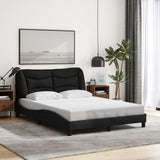 Bed frame with LED without mattress black 140x190 cm fabric