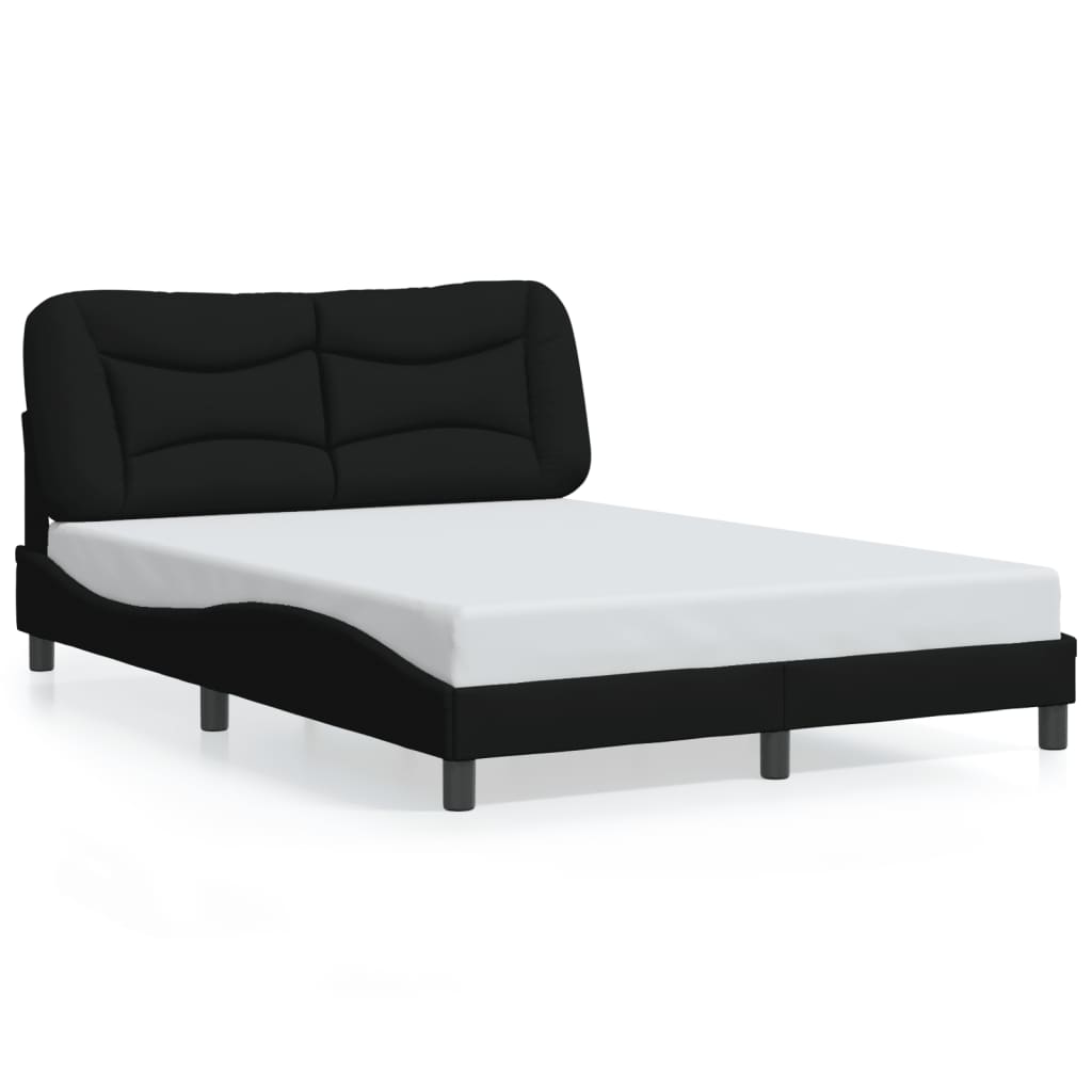 Bed frame with LED without mattress black 140x190 cm fabric