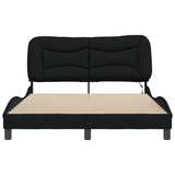 Bed frame with LED without mattress black 140x190 cm fabric