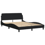 Bed frame with LED without mattress black 140x190 cm fabric