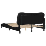 Bed frame with LED without mattress black 140x190 cm fabric