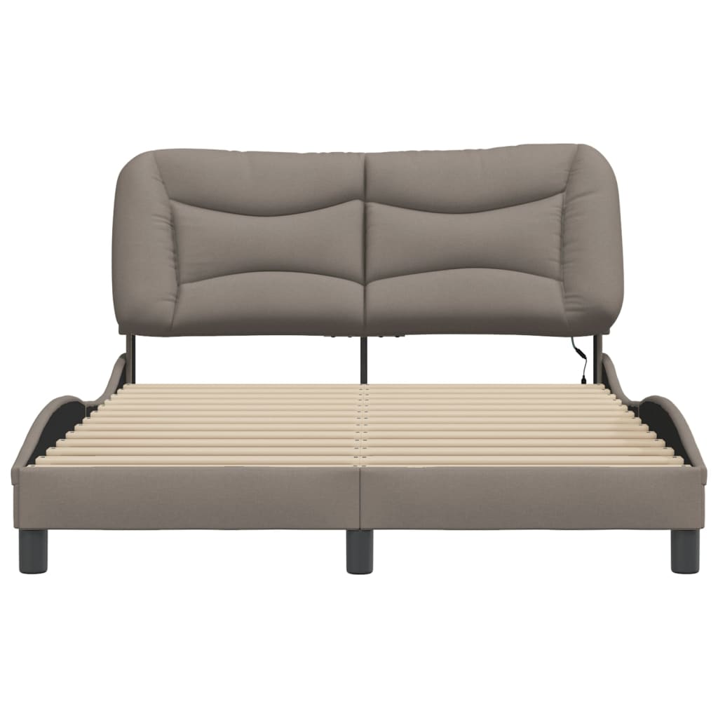 Cadre de lit avec LED sans matelas taupe 140x190 cm tissu