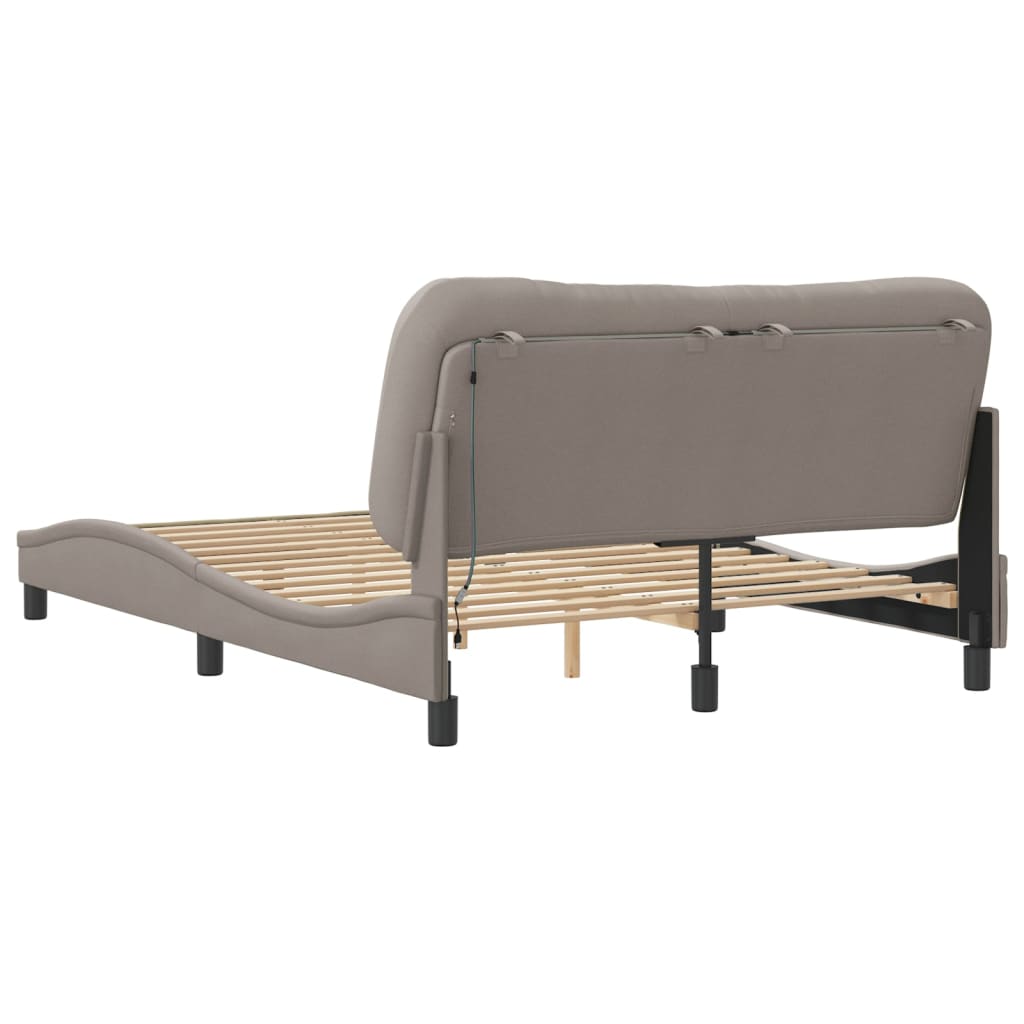 Cadre de lit avec LED sans matelas taupe 140x190 cm tissu