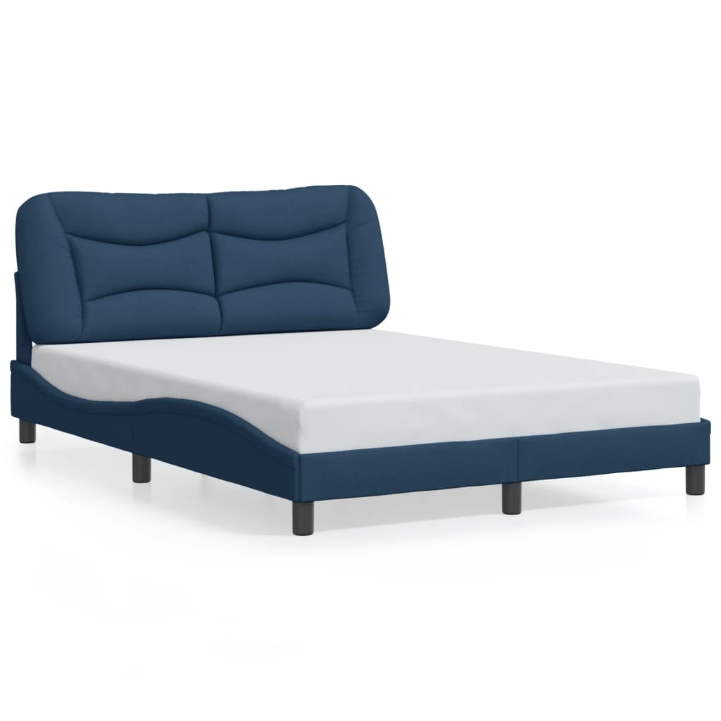 Cadre de lit avec LED sans matelas bleu 140x190 cm tissu