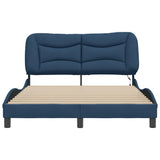 Cadre de lit avec LED sans matelas bleu 140x190 cm tissu