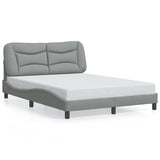 Cadre de lit avec LED sans matelas gris clair 140x200 cm tissu