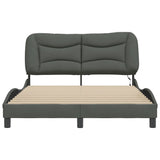 Cadre de lit avec LED sans matelas gris foncé 140x200 cm tissu